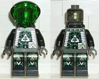 LEGO Insectoids Zotaxian Alien - Male, Gray and Black with Green Circuits and Silver Hoses, with Air Tanks (Professor Webb / Locust) minifigure