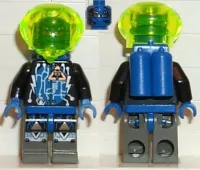 LEGO Insectoids Zotaxian Alien - Male, Black and Blue with Silver Circuits, with Air Tanks (Captain Wizer / Captain Zec) minifigure