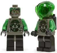 LEGO Insectoids Zotaxian Alien - Male, Gray and Green with Green Circuits and Silver Panels (Techno Leon) minifigure