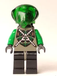 LEGO Insectoids Zotaxian Alien - Male, Gray and Green with Green Circuits and Silver Hoses, with Air Tanks (Danny Longlegs / Corporal Steel) minifigure