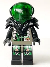 LEGO Insectoids Zotaxian Alien - Male, Gray and Black with Green Circuits and Silver Hoses, with Armor (Professor Webb / Locust) minifigure