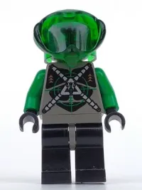 LEGO Insectoids Zotaxian Alien - Male, Gray and Green with Green Circuits and Silver Hoses (Danny Longlegs / Corporal Steel) minifigure