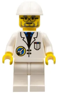 LEGO Space Port - Scientist, White Construction Helmet, White Legs minifigure
