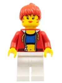 LEGO Female with Crop Top and Navel Pattern - LEGO Logo on Back, Red Hair minifigure