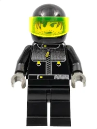 LEGO Male Actor 3, Driver, Black Helmet, Trans-Neon Green Visor minifigure