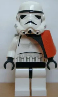 LEGO Sandtrooper - Orange Pauldron (Solid), Survival Backpack, No Dirt Stains, Helmet with Solid Mouth Pattern and Solid Yellow Head minifigure