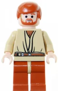 LEGO Obi-Wan Kenobi - Light Nougat, Dark Orange Hair and Legs, Gold Headset minifigure