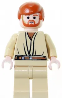 LEGO Obi-Wan Kenobi - Light Nougat, Dark Orange Hair, Tan Legs, Gold Headset minifigure