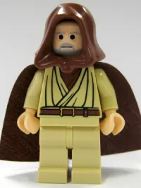 LEGO Obi-Wan Kenobi - Old, Light Nougat, Reddish Brown Hood and Cape minifigure
