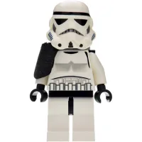 LEGO Sandtrooper - Black Pauldron (Solid), Survival Backpack, No Dirt Stains, Helmet with Dotted Mouth Pattern and Solid Black Head minifigure