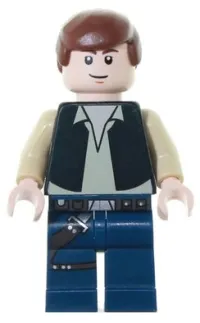 LEGO Han Solo, Black Vest, Dark Blue Legs, Eyes with Pupils minifigure