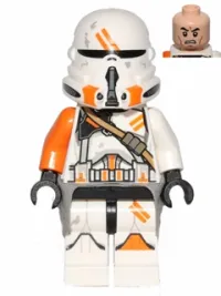LEGO Clone Airborne Trooper, 212th Attack Battalion (Phase 2) - Orange Arm, Dirt Stains, Scowl minifigure