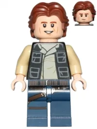 LEGO Han Solo, Dark Blue Legs, Vest with Pockets, Wavy Hair minifigure