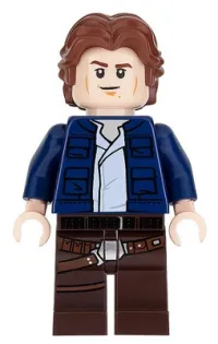 LEGO Han Solo, Dark Brown Legs with Holster Pattern, Dark Blue Jacket, Wavy Hair minifigure