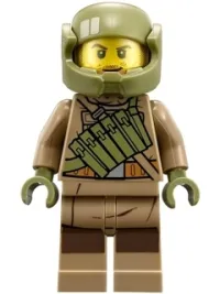 LEGO Resistance Trooper - Dark Tan Hoodie Jacket, Ammo Pouch, Stubble, Helmet with Chin Guard minifigure