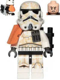LEGO Sandtrooper Squad Leader/Captain - Orange Pauldron, Ammo Pouch, Dirt Stains, Survival Backpack (Dual Molded Helmet) minifigure