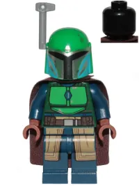 LEGO Mandalorian Tribe Warrior - Female, Dark Brown Cape, Green Helmet with Antenna / Rangefinder minifigure