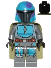 LEGO Mandalorian Tribe Warrior - Male, Olive Green Cape, Dark Azure Helmet minifigure
