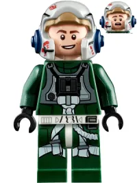 LEGO Rebel Pilot A-wing (Open Helmet, Dark Green Jumpsuit, Smile / Scared) (Arvel Crynyd) minifigure