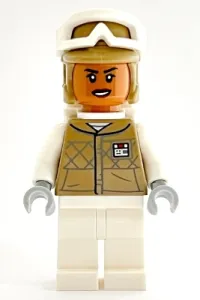 LEGO Hoth Rebel Trooper Dark Tan Uniform and Helmet, White Legs, Female minifigure