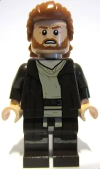 LEGO Obi-Wan Kenobi - Reddish Brown Robe, Dark Orange Mid-Length Hair with Ruffled Back minifigure