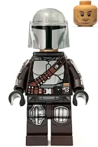LEGO The Mandalorian / Din Djarin / 'Mando' - Silver Beskar Armor, Jet Pack, Helmet with Top Lines minifigure