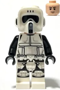 LEGO Imperial Scout Trooper - Male, Dual Molded Helmet, Light Nougat Head, Dark Brown Eyebrows, Frown minifigure
