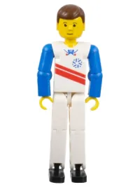 LEGO Technic Figure White Legs, White Top with Red Stripes Pattern, Blue Arms (Skier) minifigure