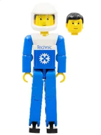 LEGO Technic Figure Blue Legs, White Top with Blue Technic Logo, Blue Arms, White Helmet minifigure
