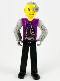LEGO Technic Figure Cyber Person, Black Legs, Mechanical Arms, Yellow Head, Cyborg Eyepiece minifigure