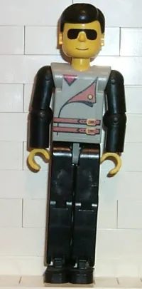 LEGO Technic Figure Black Legs, Light Gray Top with 2 Brown Belts, Black Arms minifigure