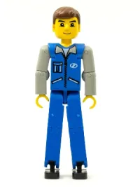 LEGO Technic Figure Blue Legs, Blue Top with Zipper and Pockets, Light Gray Arms minifigure