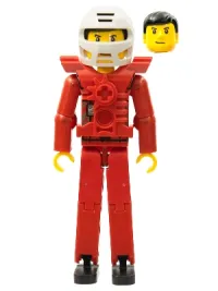 LEGO Technic Figure Red Legs, Red Top with Chest Plate, Black Hair, White Helmet - Without Stickers minifigure