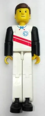 LEGO Technic Figure White Legs, White Top with Red Stripes Pattern, Black Arms (Skier) minifigure