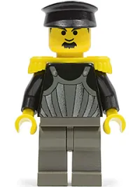 LEGO Time Twisters - Dark Gray Armor with Silver Stripes and Rivets, Yellow Epaulettes (Professor Millennium / Commodore Schmidt) minifigure