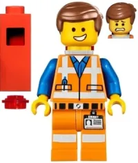 LEGO Emmet - Wide Smile, with Piece of Resistance and Plate on Leg minifigure