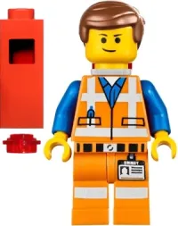 LEGO Emmet - Lopsided Closed Mouth Smile, with Piece of Resistance and Plate on Leg minifigure