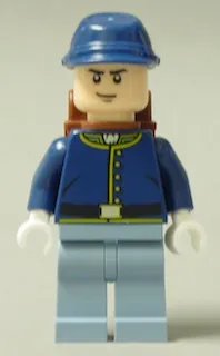 LEGO Cavalry Soldier - Backpack, Black Eyebrows, Crooked Smile minifigure