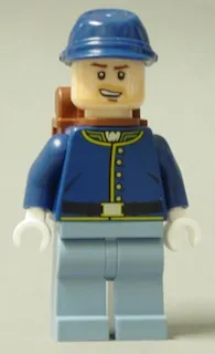 LEGO Cavalry Soldier - Backpack, Brown Eyebrows, Crooked Open Smile, Beard minifigure