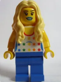 LEGO LEGO Brand Store Female, Shirt with Rainbow Stars, Long Wavy Hair (no specific back printing) {Glasgow} minifigure