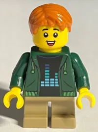 LEGO Boy - Dark Green Hoodie, Dark Tan Short Legs minifigure