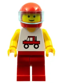 LEGO Trucker - Red Legs, Red Helmet, Trans-Light Blue Visor minifigure