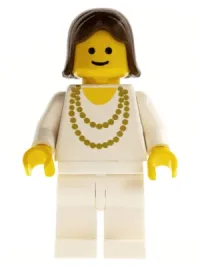 LEGO Necklace Gold - White Legs, Brown Female Hair minifigure