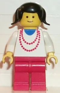 LEGO Necklace Red - Red Legs, Black Pigtails Hair minifigure