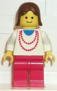 LEGO Necklace Red - Red Legs, Brown Female Hair minifigure