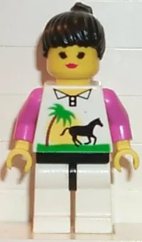 LEGO Horse and Palm - White Legs, Black Ponytail Hair, Black Hips minifigure