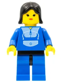 LEGO Jogging Suit,  Blue Legs with Black Hips, Black Female Hair minifigure