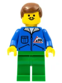 LEGO Bulldozer Logo - Green Legs, Brown Male Hair minifigure