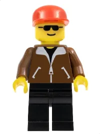LEGO Jacket Brown - Black Legs, Red Cap minifigure