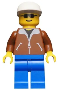 LEGO Jacket Brown - Blue Legs, White Cap minifigure